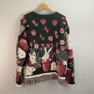 Tapestry Blanket Hooded Sweatshirt Bunny Tulip Spring Homemade Oversized Large